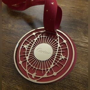 Cartier Red and Silver Holiday Ornament/Gift Tag New